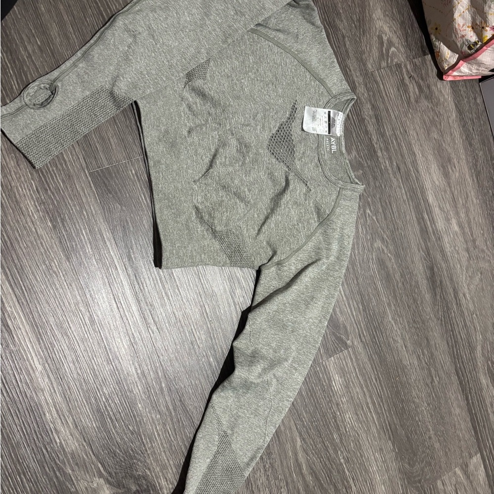 AYBL Heather Gray Mesh Detail Top